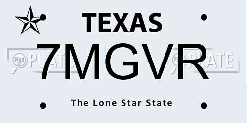 7MGVR Texas License Plate