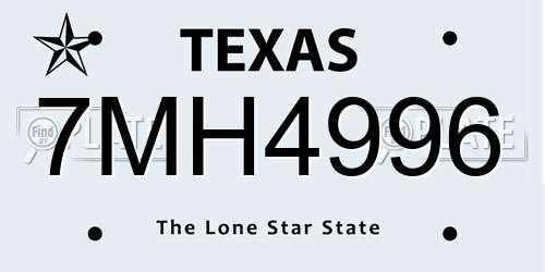 7MH4996 Texas License Plate