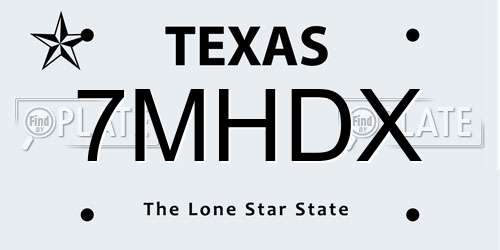 7MHDX Texas License Plate