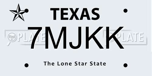 7MJKK Texas License Plate