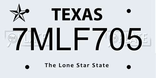 7MLF705 Texas License Plate