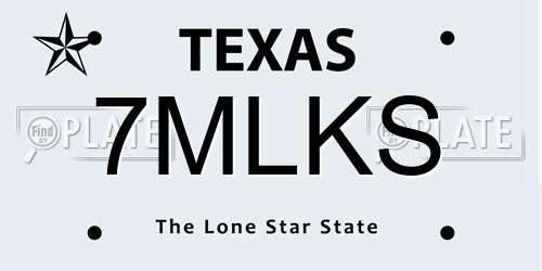 7MLKS Texas License Plate