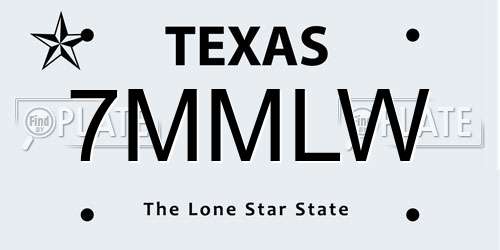 7MMLW Texas License Plate
