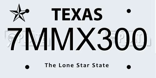 7MMX300 Texas License Plate
