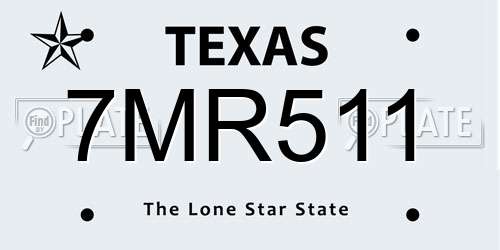 7MR511 Texas License Plate
