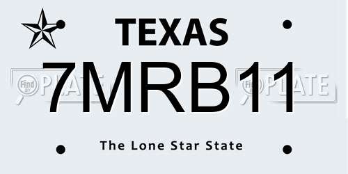 7MRB11 Texas License Plate