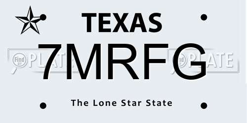 7MRFG Texas License Plate