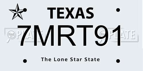 7MRT91 Texas License Plate
