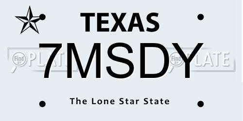 7MSDY Texas License Plate