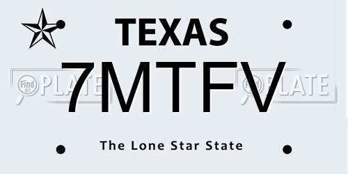 7MTFV Texas License Plate