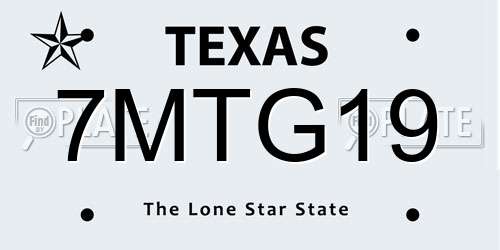 7MTG19 Texas License Plate