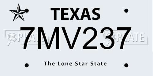 7MV237 Texas License Plate