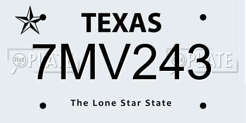 7MV243 Texas License Plate