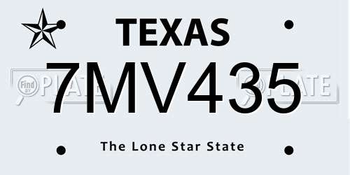 7MV435 Texas License Plate