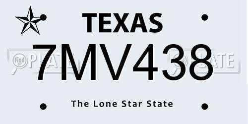 7MV438 Texas License Plate