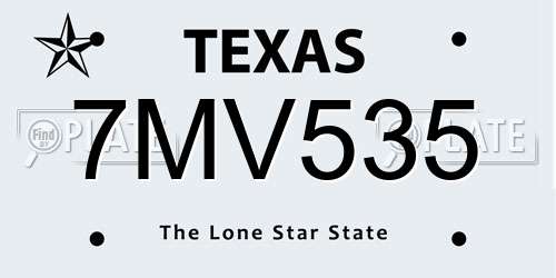 7MV535 Texas License Plate