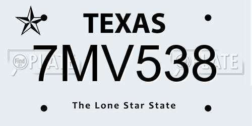 7MV538 Texas License Plate
