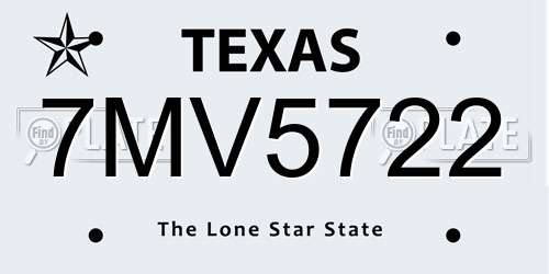 7MV5722 Texas License Plate