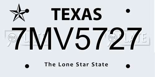 7MV5727 Texas License Plate