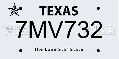 7MV732 Texas License Plate