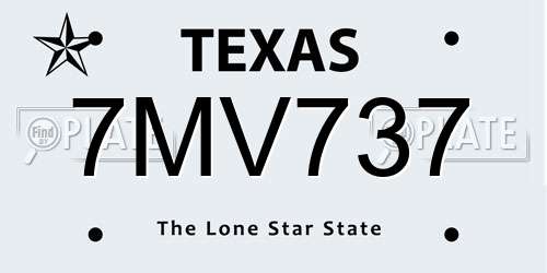7MV737 Texas License Plate