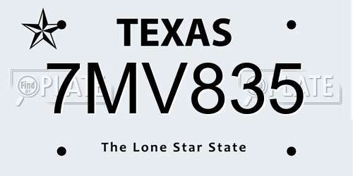 7MV835 Texas License Plate