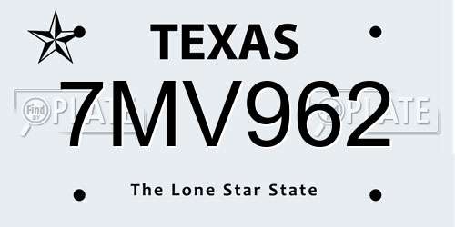 7MV962 Texas License Plate