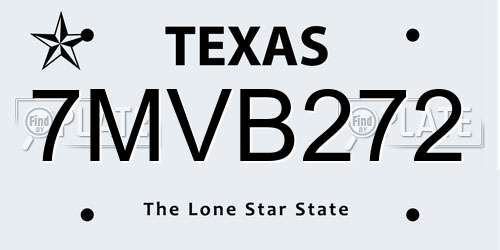 7MVB272 Texas License Plate