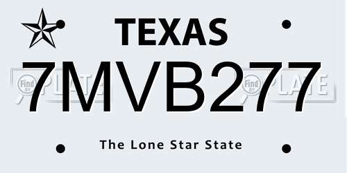 7MVB277 Texas License Plate