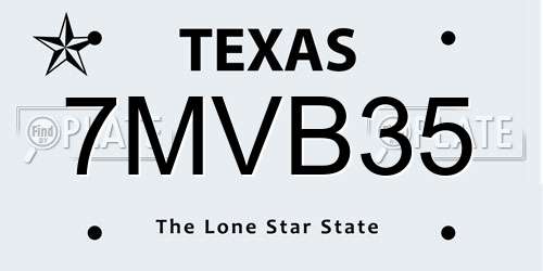 7MVB35 Texas License Plate