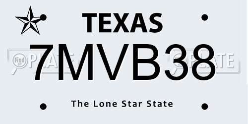 7MVB38 Texas License Plate