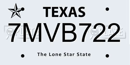 7MVB722 Texas License Plate