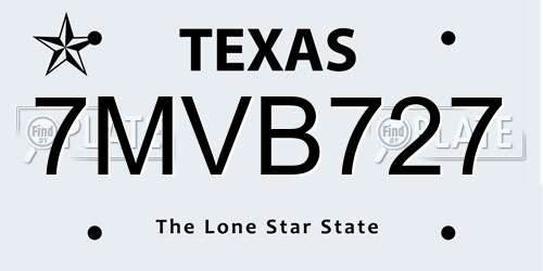 7MVB727 Texas License Plate