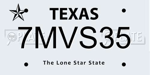 7MVS35 Texas License Plate