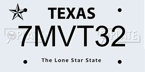 7MVT32 Texas License Plate