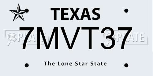 7MVT37 Texas License Plate