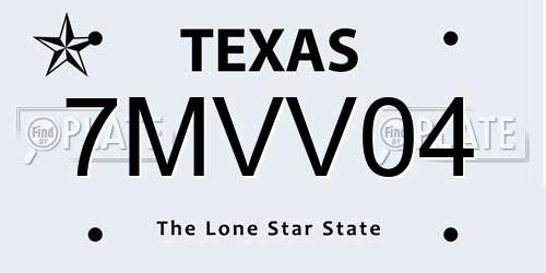 7MVV04 Texas License Plate