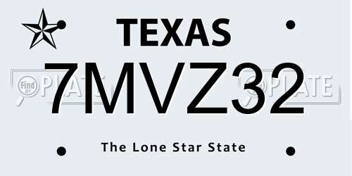 7MVZ32 Texas License Plate