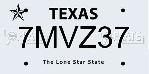7MVZ37 Texas License Plate
