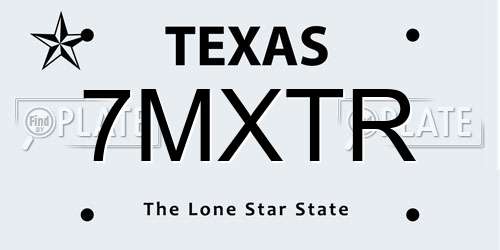 7MXTR Texas License Plate
