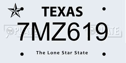 7MZ619 Texas License Plate