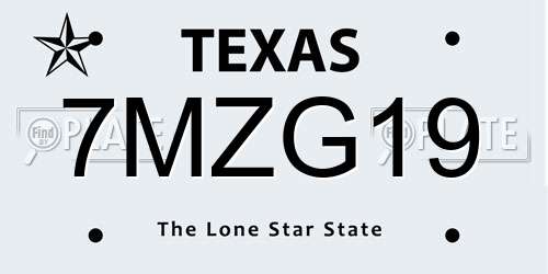 7MZG19 Texas License Plate