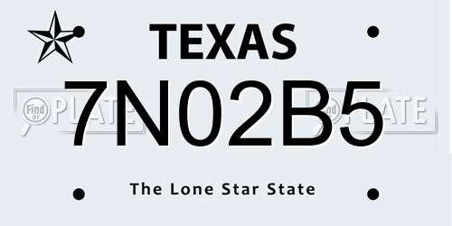 7N02B5 Texas License Plate