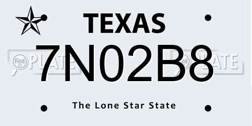 7N02B8 Texas License Plate