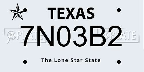7N03B2 Texas License Plate