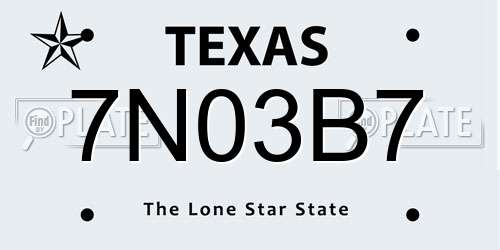 7N03B7 Texas License Plate