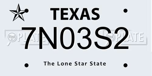 7N03S2 Texas License Plate