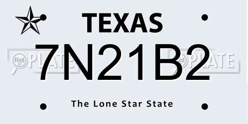 7N21B2 Texas License Plate