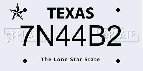 7N44B2 Texas License Plate