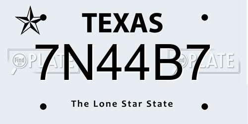 7N44B7 Texas License Plate